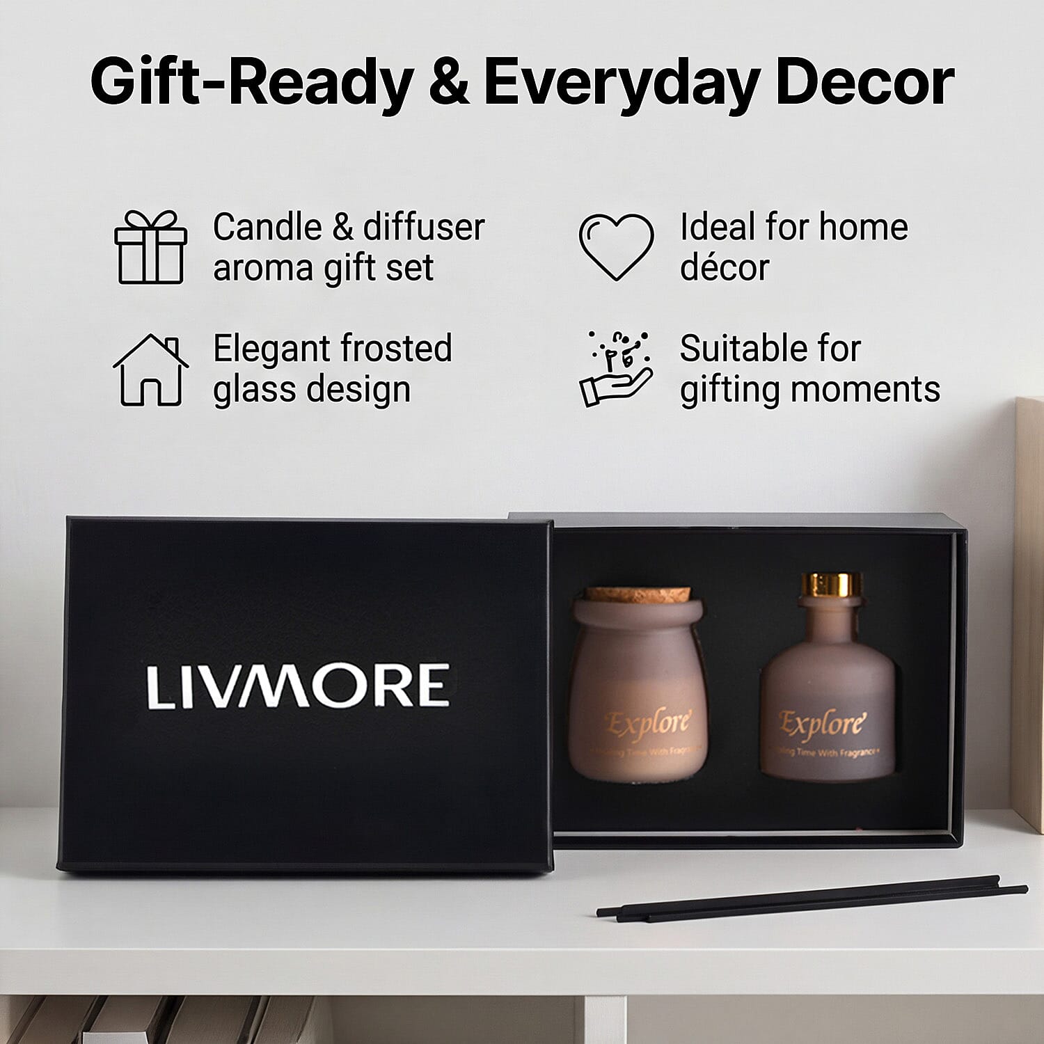 Black Berry - Bay Leaf Scented Jar Candle (50g) - Reed Diffuser (50ml) - Light Coffee