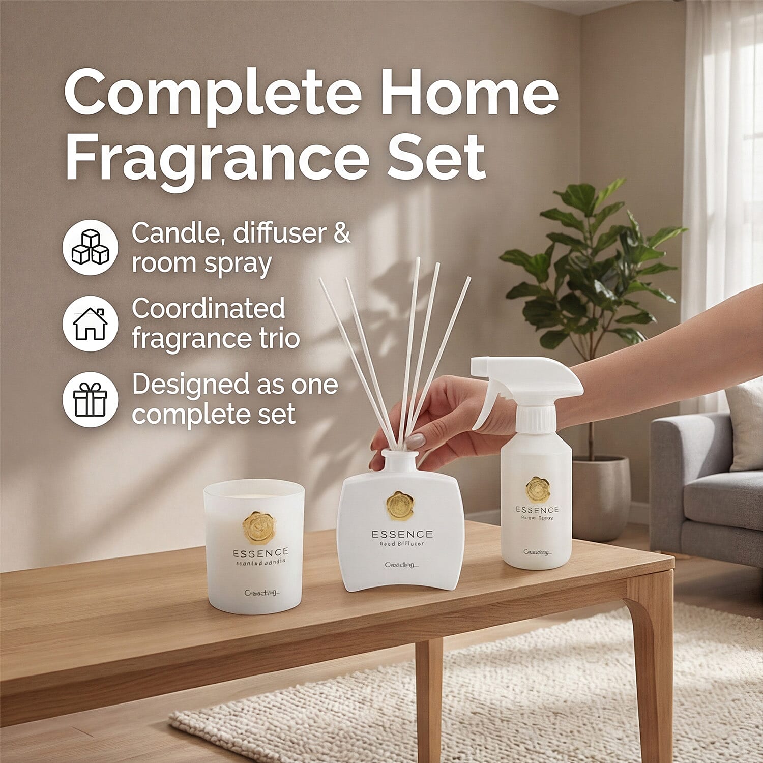 Tropical Fruit Scented Home Fragrance Set - Jar Candle (100g), Incense - Incense Spray (100ml)