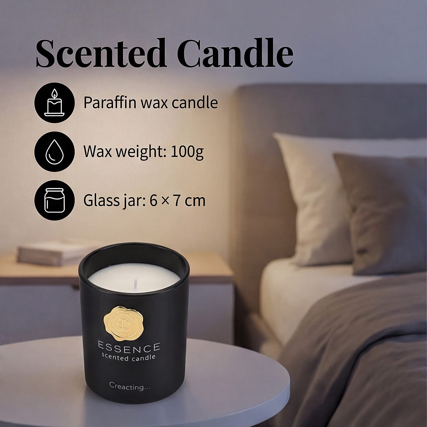 English Pear - Freesia Scented Home Fragrance Set - Jar Candle (100g), Incense - Incense Spray (100ml) - Black