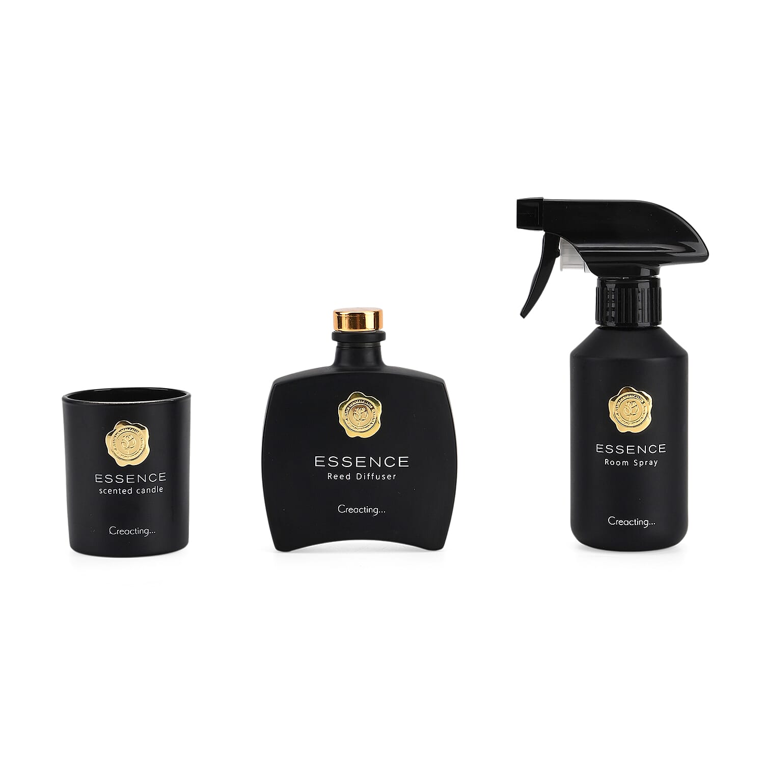 English Pear - Freesia Scented Home Fragrance Set - Jar Candle (100g), Incense - Incense Spray (100ml) - Black