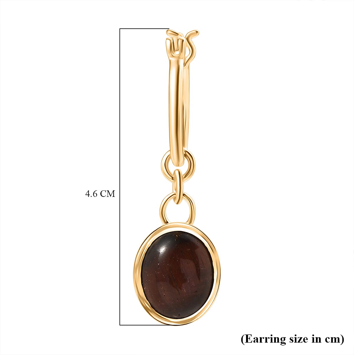 EverTrue Red Tiger Eye Dangling Earring with Clasp in Yellow Gold Plated 10.02 Ct.