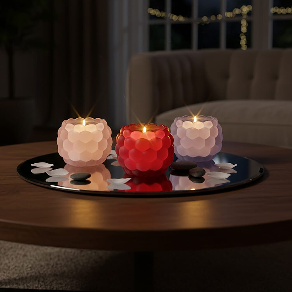 Pomegranate & Lavender Scented Candle (64 g) - Pink Purple and Burgundy