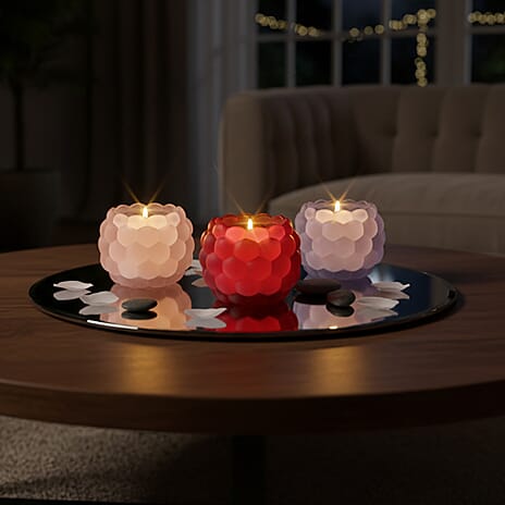 Pomegranate & Lavender Scented Candle (64 g) - Pink Purple and Burgundy