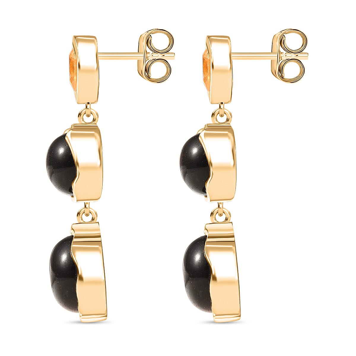 EverTrue Citrine & Red Tiger Eye Dangling Earring with Push Back in Yellow Gold Plated 14.27 Ct.