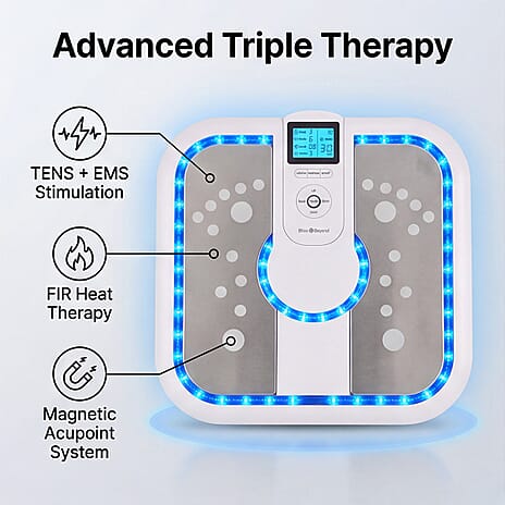 Bliss - Beyond Tens - EMS Foot Circulation Device - Including Electrodes, Infrawave Far Infrared Red Heat, 3 Temperatures, 16 Intensities, Built In Music Therapy and Digital Control System
