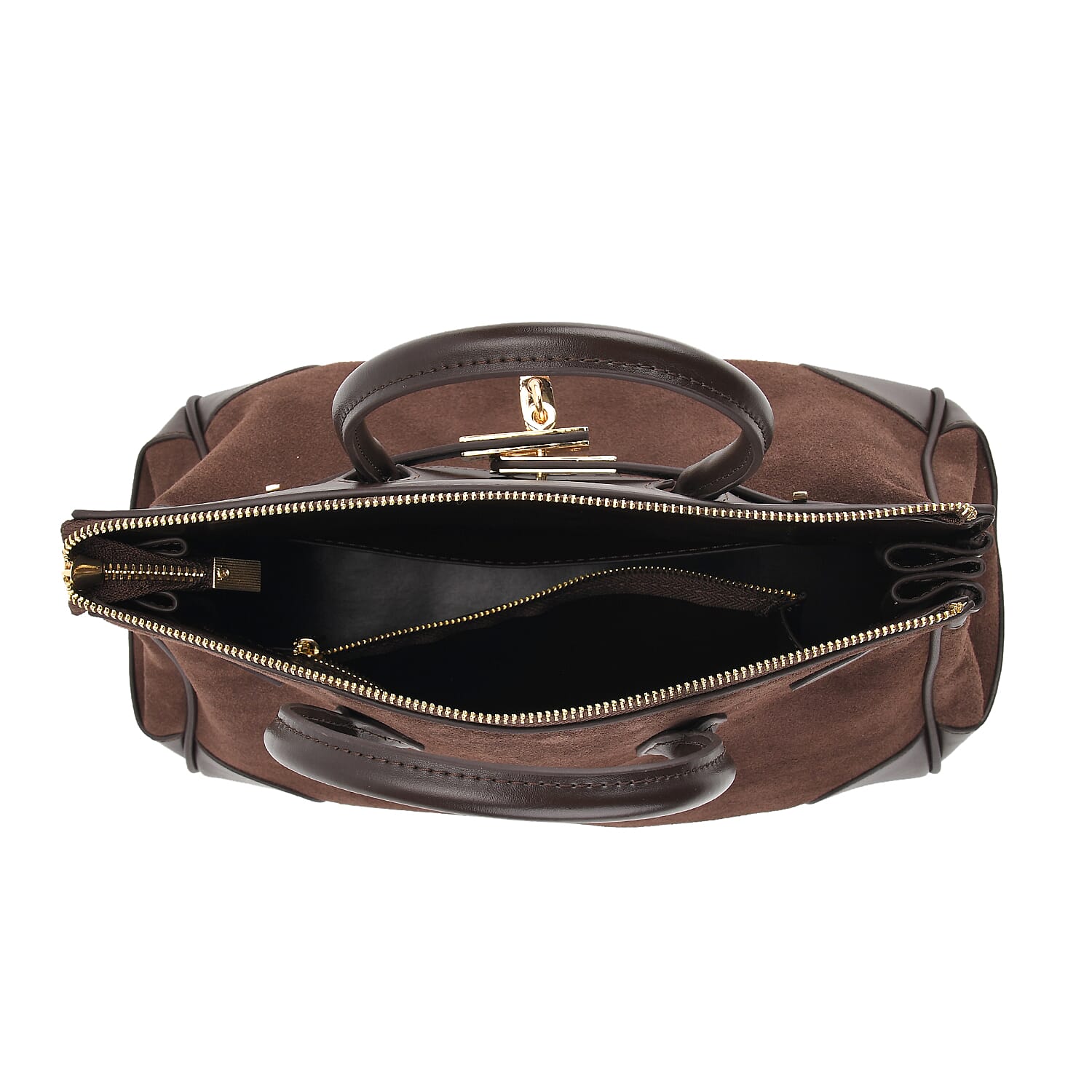 Designer Inspired -Valliserie Genuine Leather Classic Structured Satchel Bag with Gift Box - Chocolate