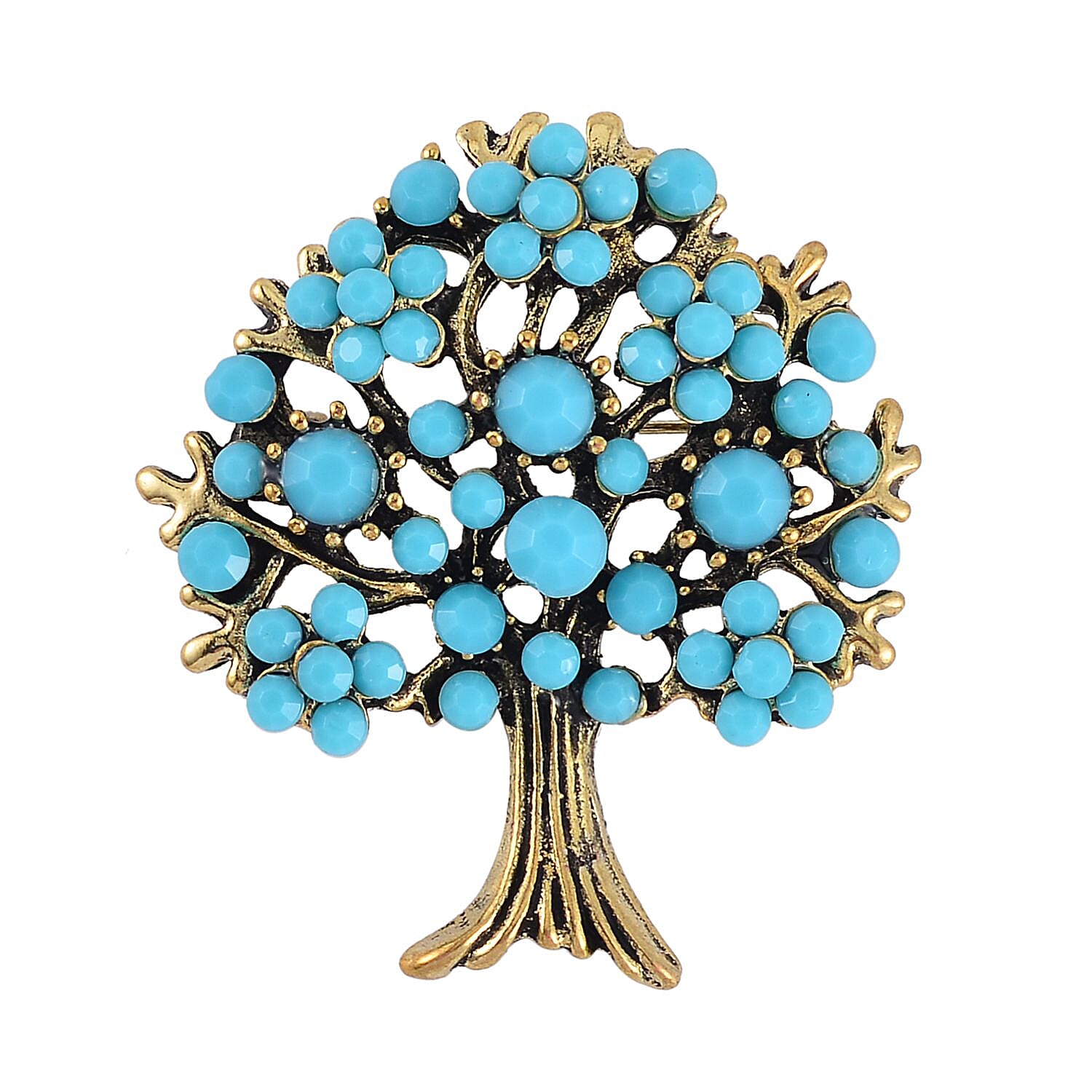 Austrian Blue Crystal Tree Brooch