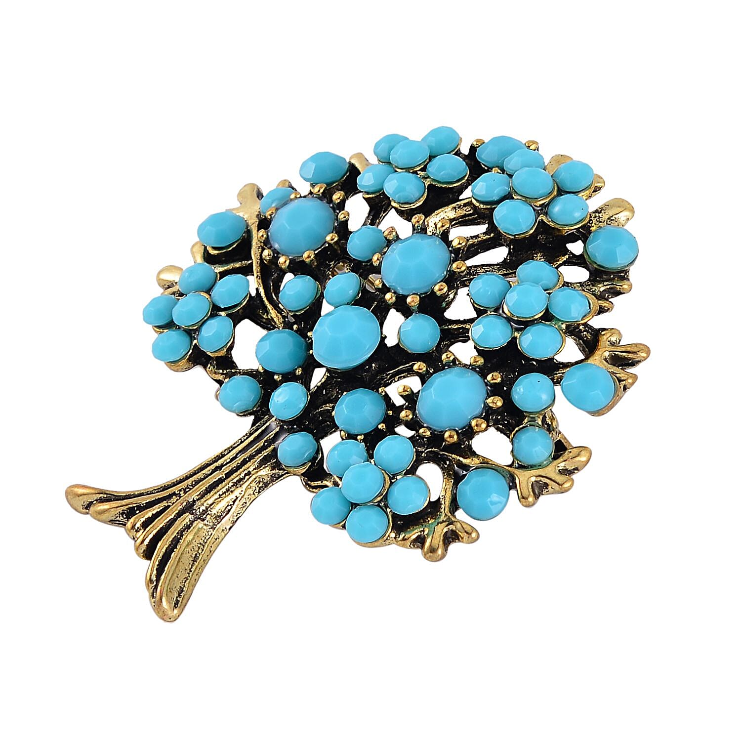 Austrian Blue Crystal Tree Brooch