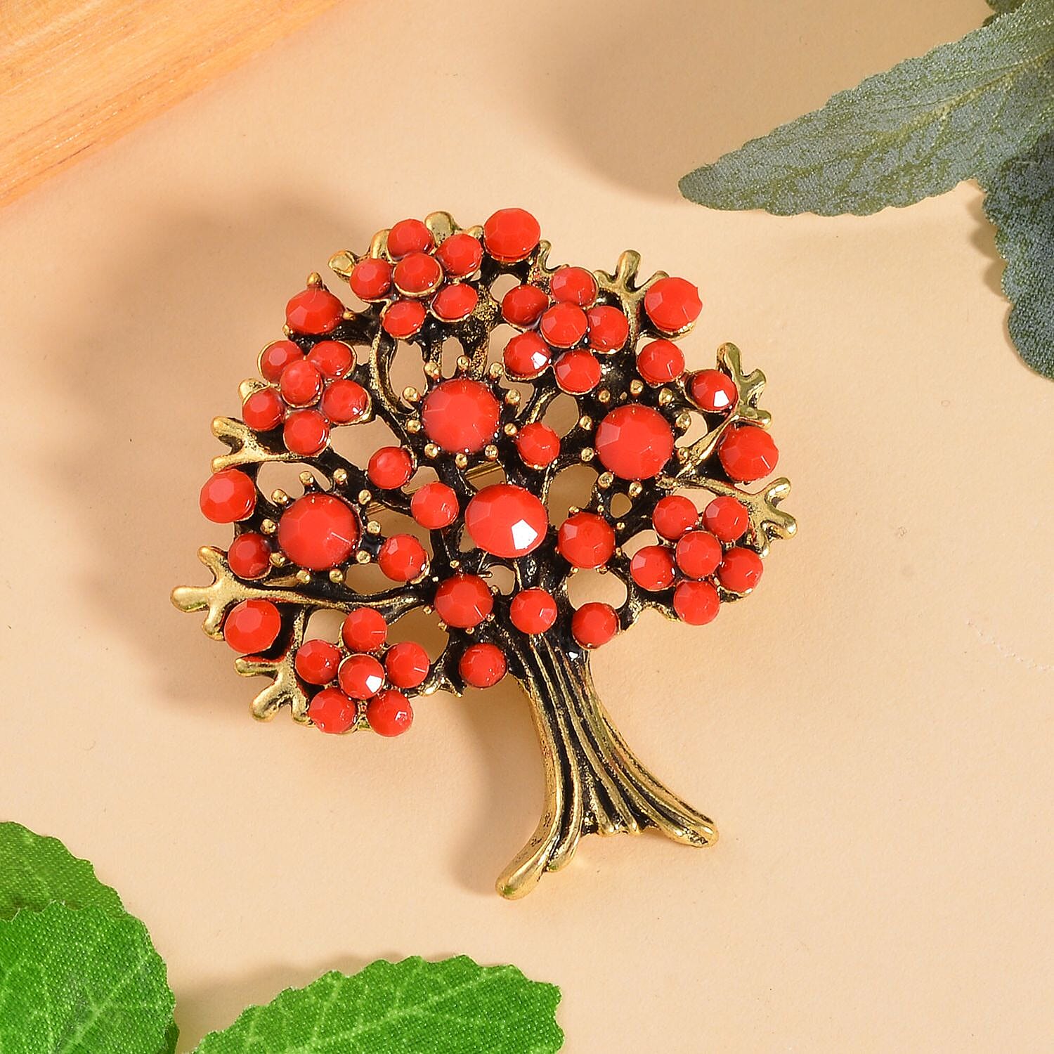 Austrian White Crystal Tree Brooch