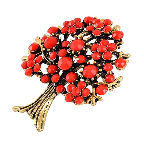 Austrian White Crystal Tree Brooch