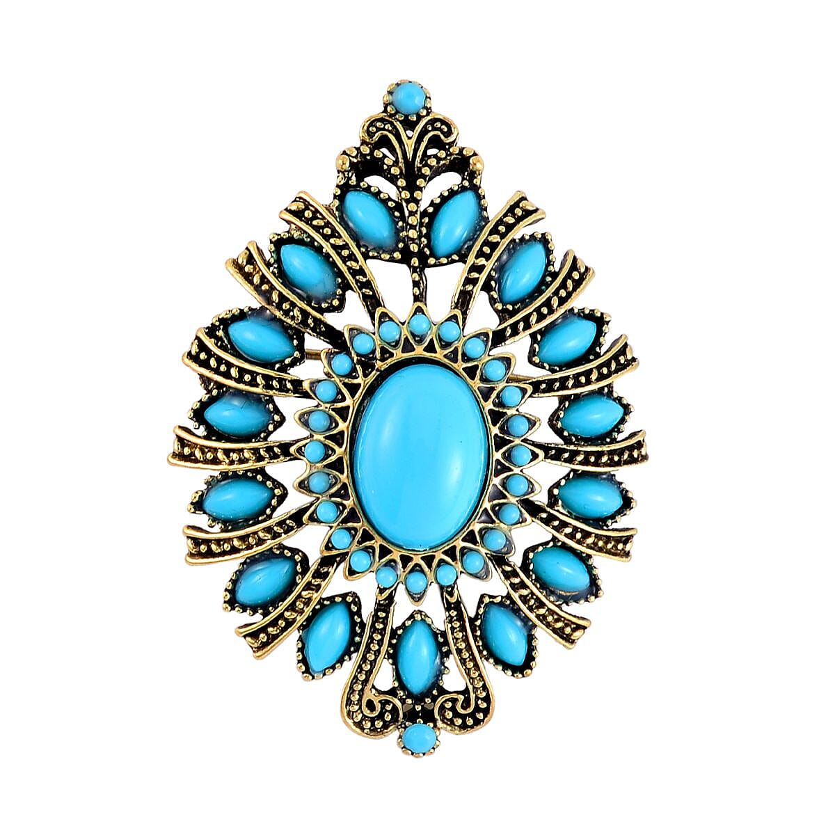 Blue Howlite & Resin Brooch Cum Pendant 3.01 Ct.