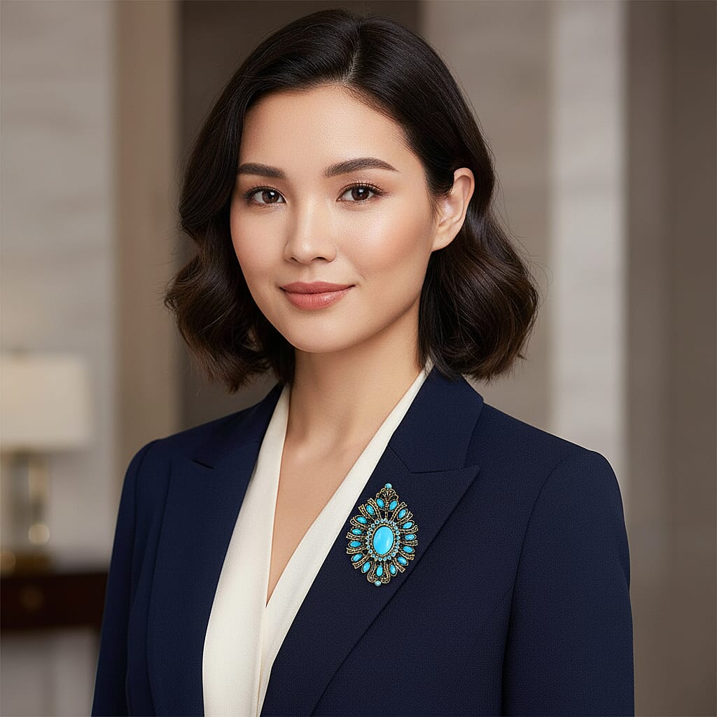 Blue Howlite & Resin Brooch Cum Pendant 3.01 Ct.