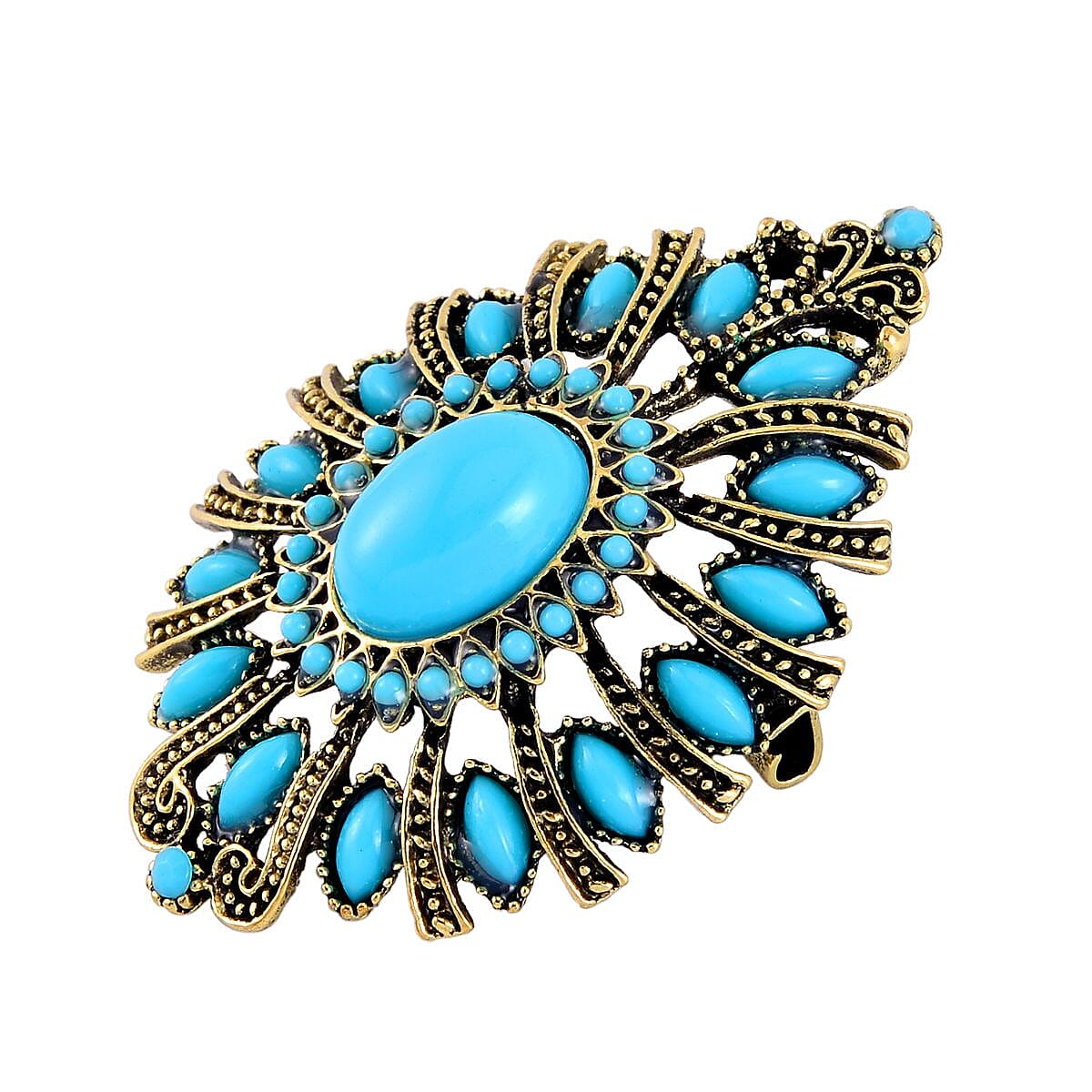 Blue Howlite & Resin Brooch Cum Pendant 3.01 Ct.