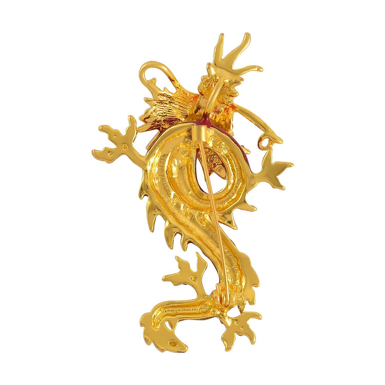 Austrian White Crystal & Austrian Green Crystal Dragon Brooch Cum Pendant