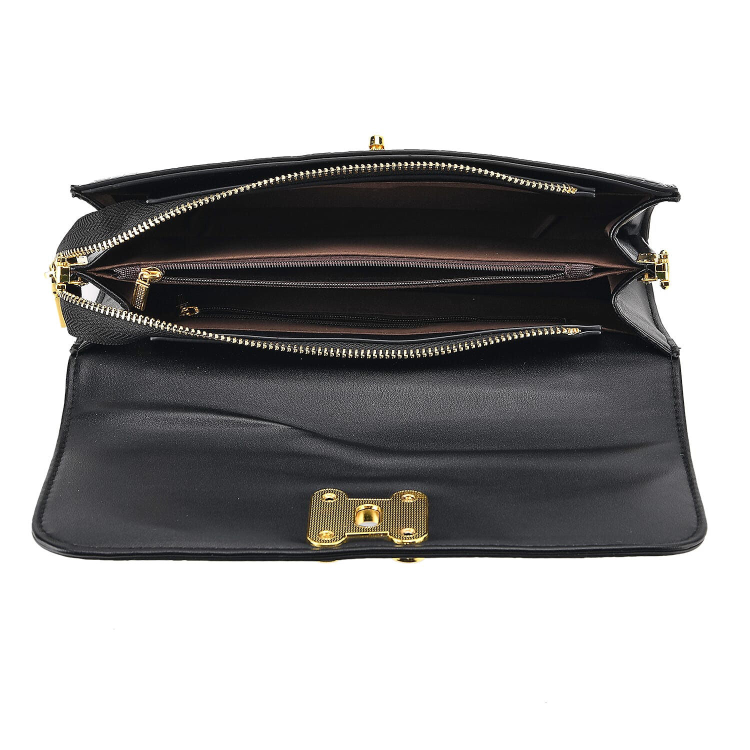 Crocodile-Embossed Pattern Two-Tone Wallet Crossbody Bag with Chain Strap - Burgundy & Black