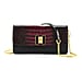Crocodile-Embossed Pattern Two-Tone Wallet Crossbody Bag with Chain Strap - Burgundy & Black