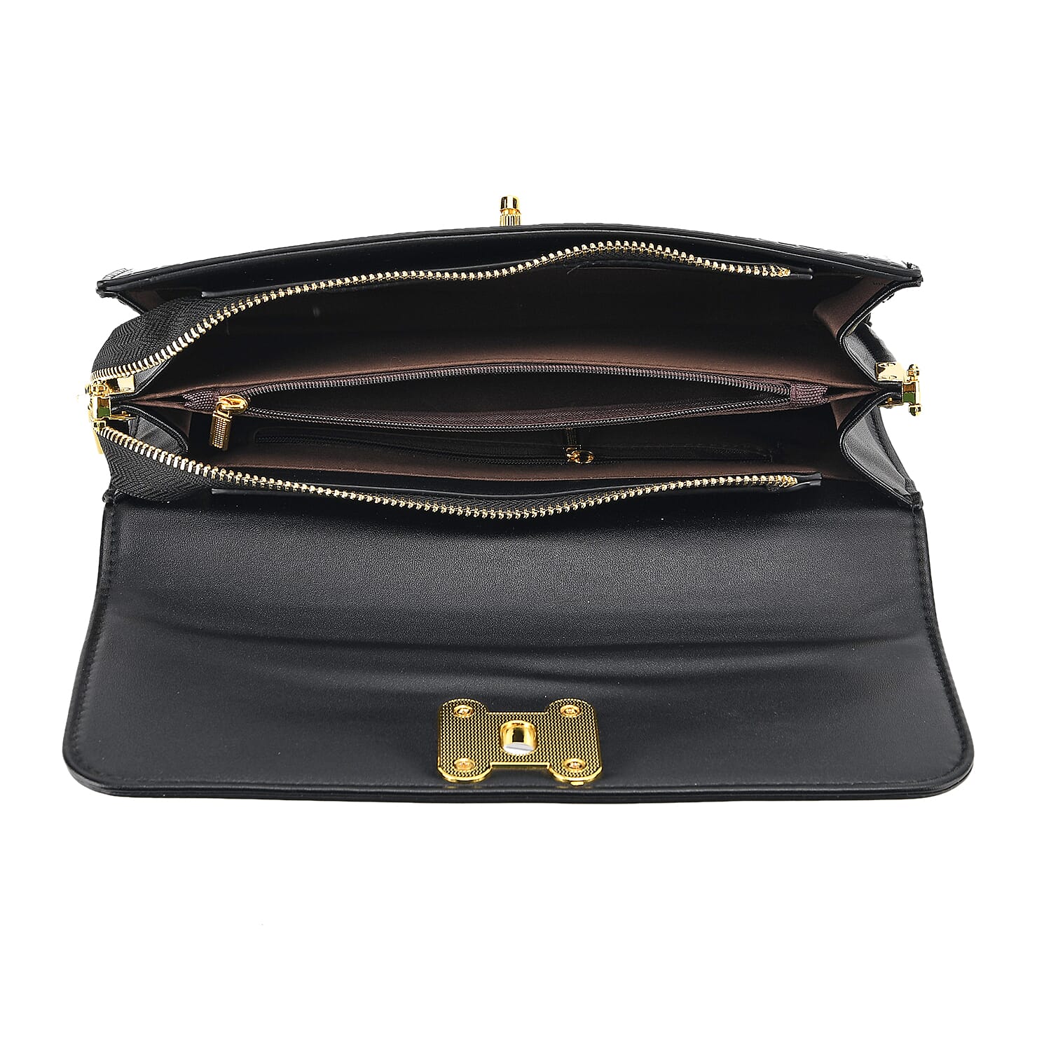 Leopard Pattern Two-Tone Wallet Crossbody Bag with Chain Strap  - Brown