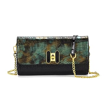 https://tjcuk.sirv.com/Products/82/5/8256523/Two-Tone-Embroidered-Wallet-Crossbody-Bag-with-Chain-Strap-Green-Black_8256523.jpg?w=342&h=342