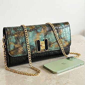 https://tjcuk.sirv.com/Products/82/5/8256523/Two-Tone-Embroidered-Wallet-Crossbody-Bag-with-Chain-Strap-Green-Black_8256523_1.jpg?w=342&h=342