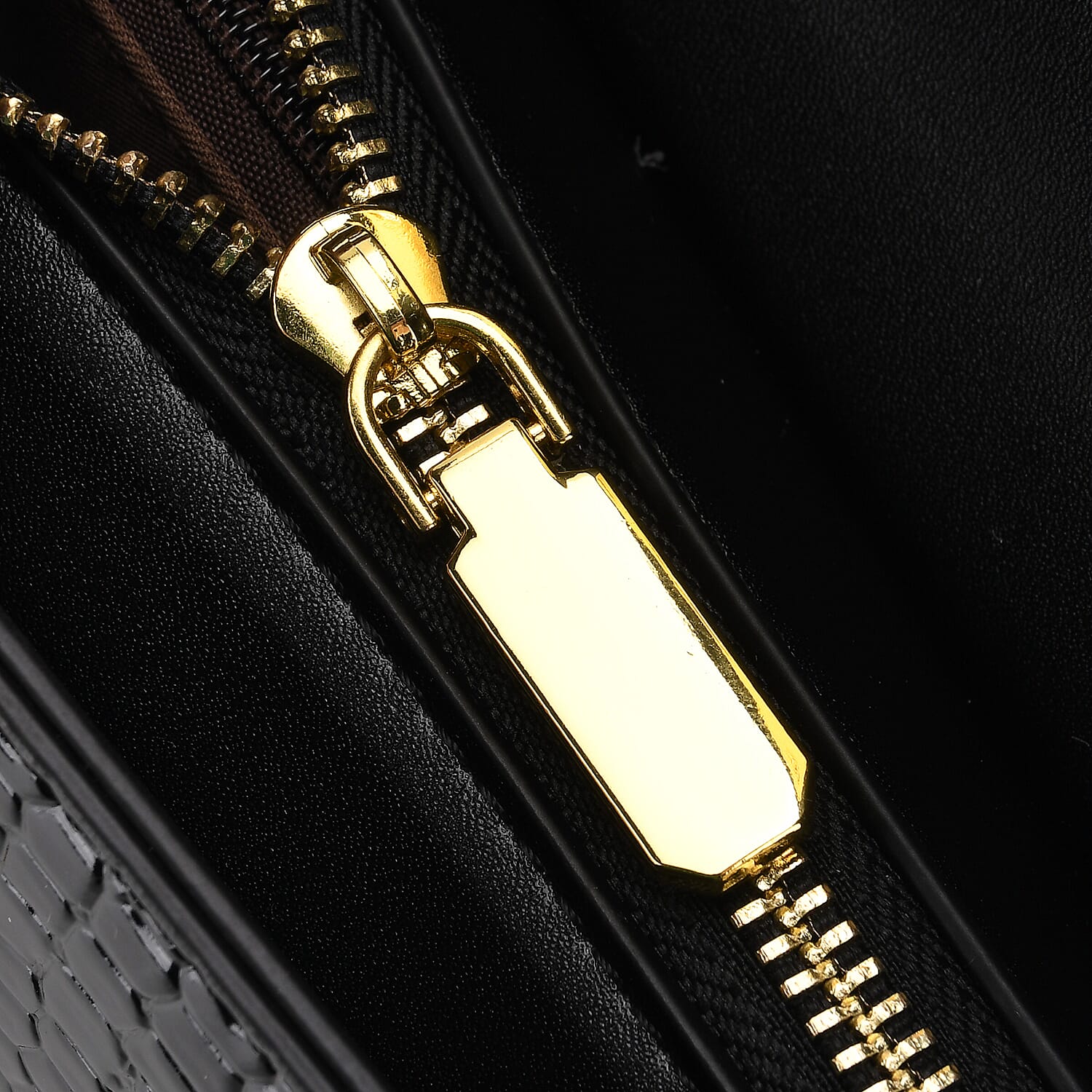 Two-Tone Wallet Crossbody Bag with Chain Strap - White, Black & Gold