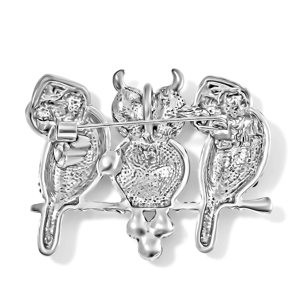 Austrian Multi Color Crystal Owl Brooch & Pendent