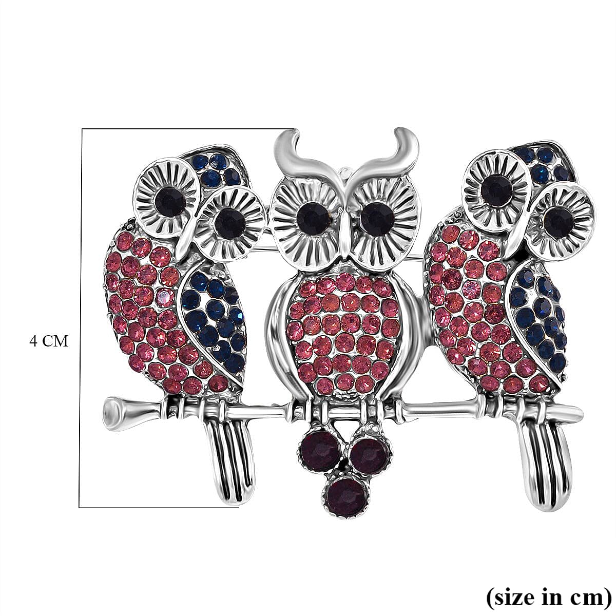 Austrian Multi Color Crystal Owl Brooch & Pendent