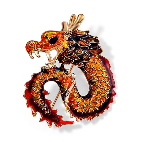 Yellow Gold Plated Dragon Brooch