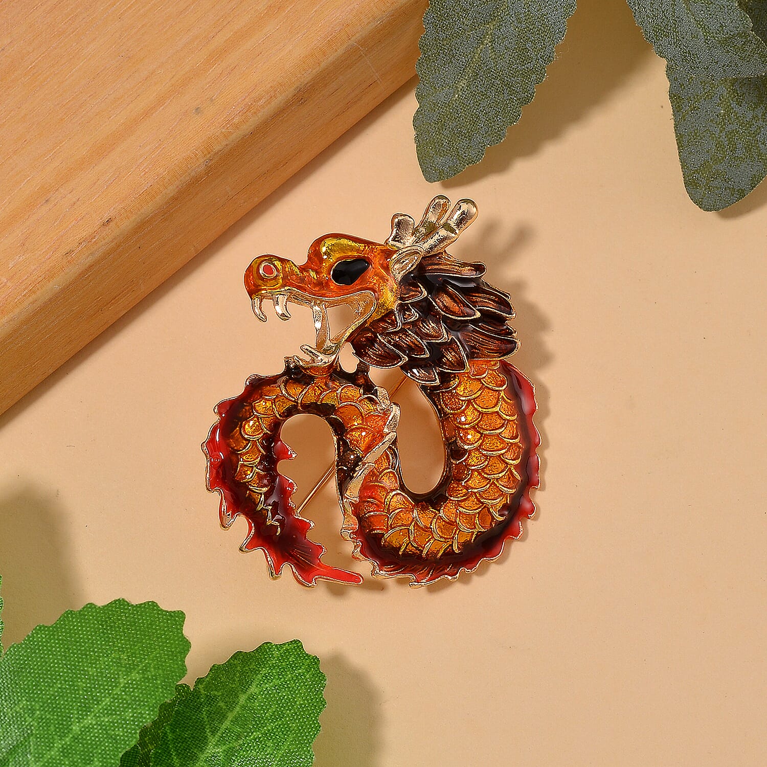 Yellow Gold Plated Dragon Brooch