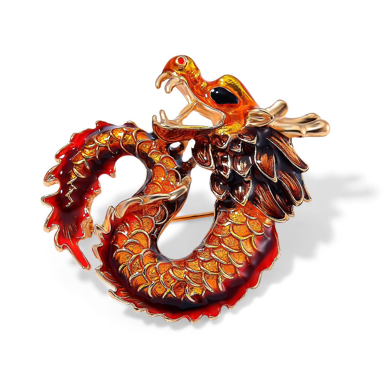 Yellow Gold Plated Dragon Brooch