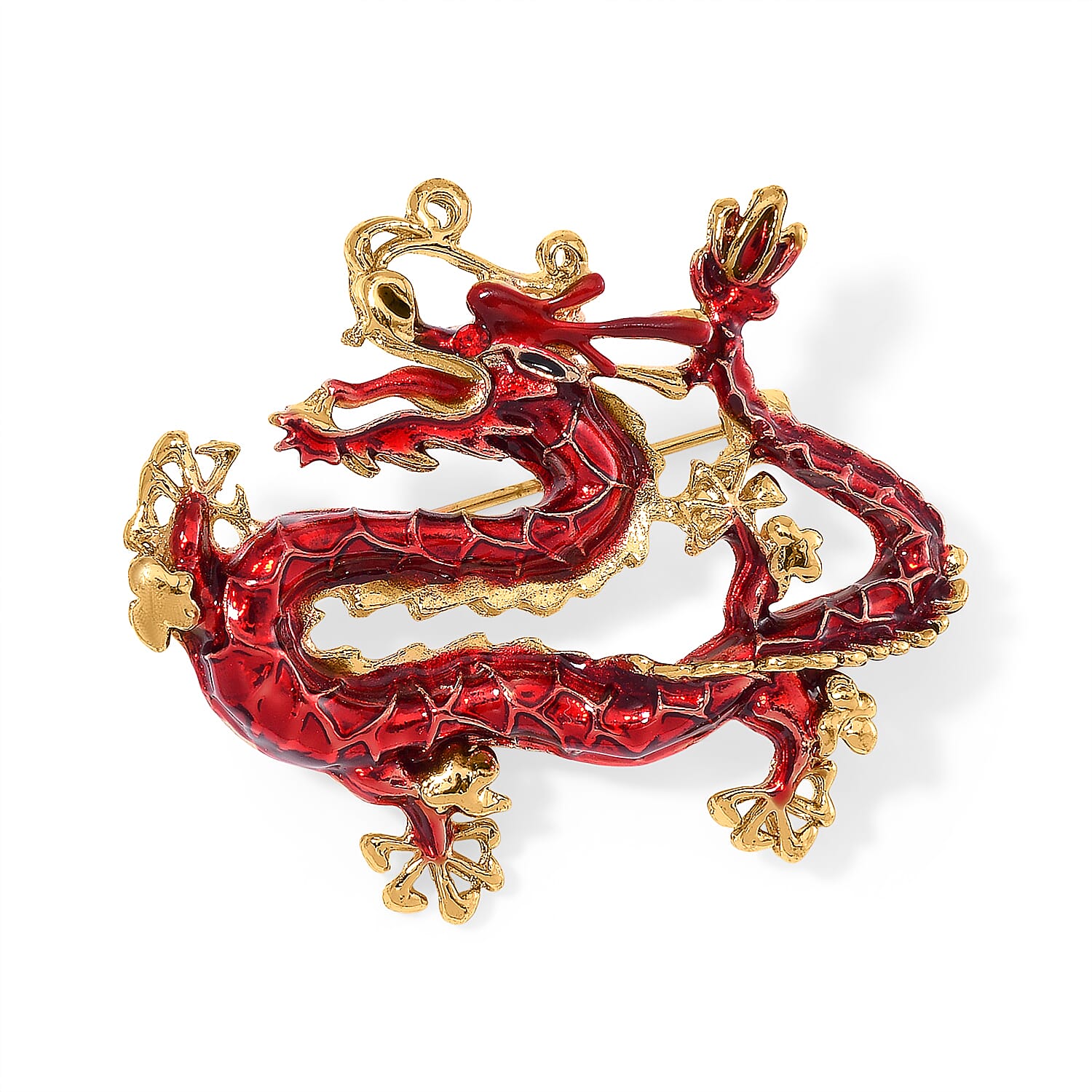 Yellow Gold Plated Dragon Brooch