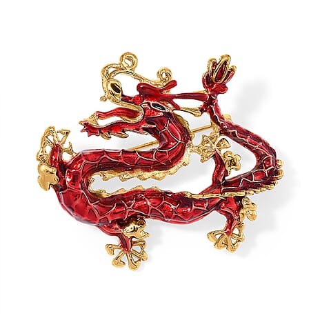 Yellow Gold Plated Dragon Brooch