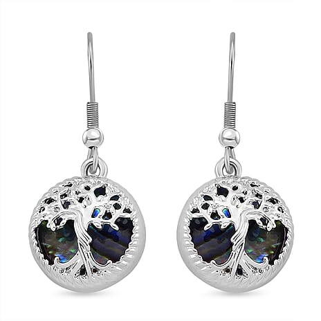 Abalone Shell Tree of Life Earrings with Hook