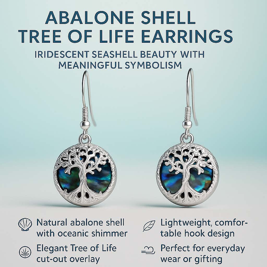 Abalone Shell Tree of Life Earrings with Hook