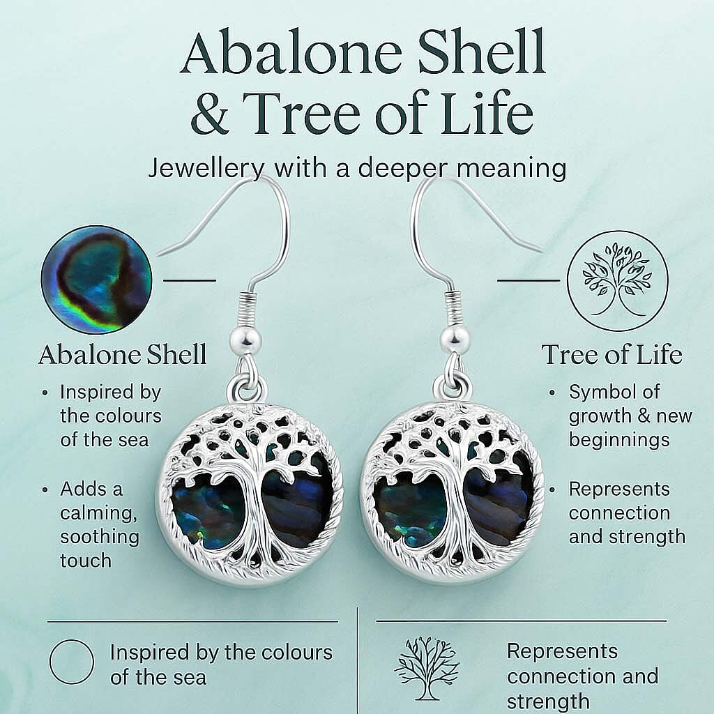 Abalone Shell Tree of Life Earrings with Hook
