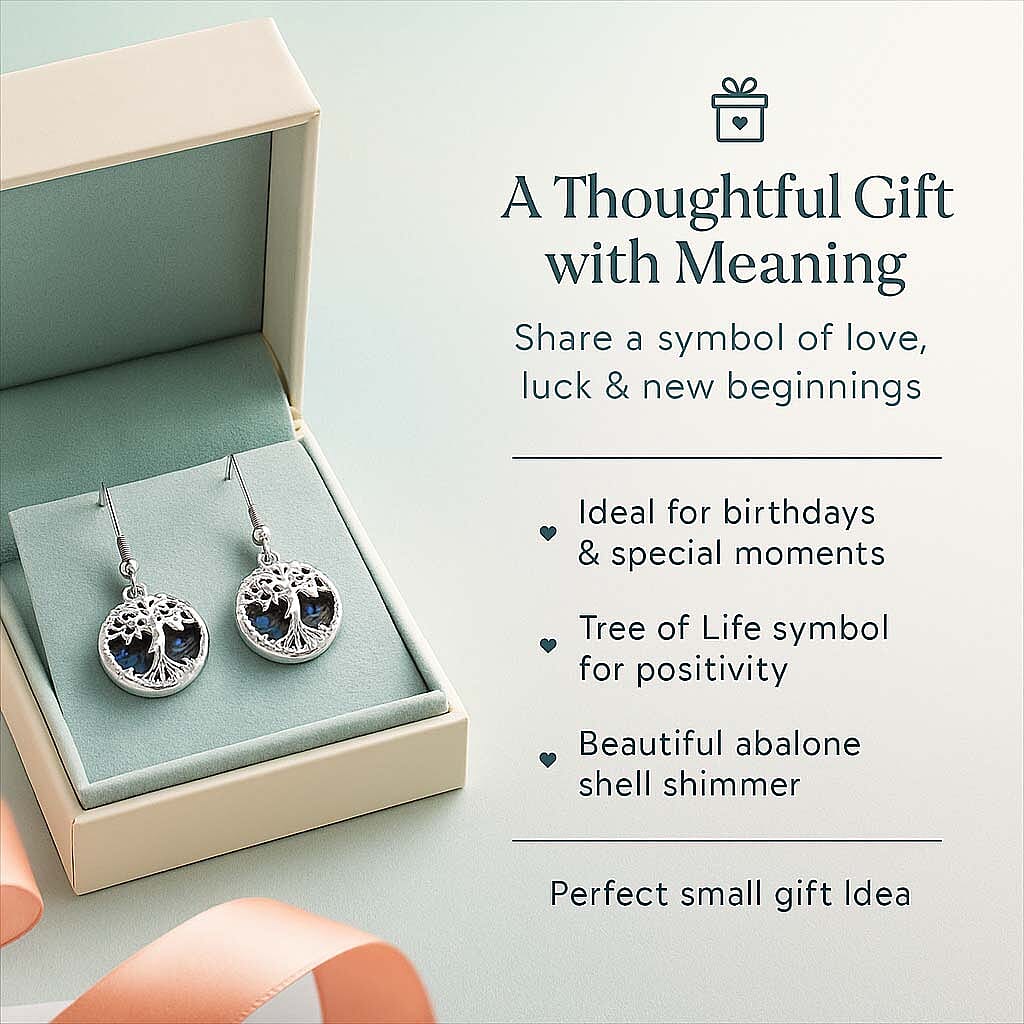 Abalone Shell Tree of Life Earrings with Hook