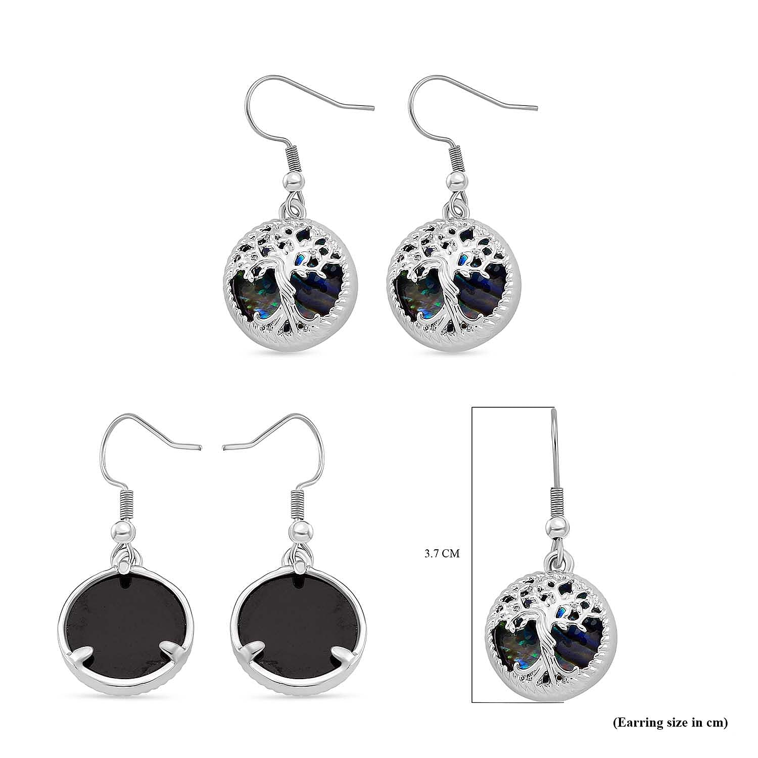 Abalone Shell Tree of Life Earrings with Hook