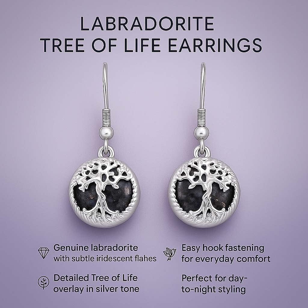 Labradorite Tree of Life Earrings with Hook