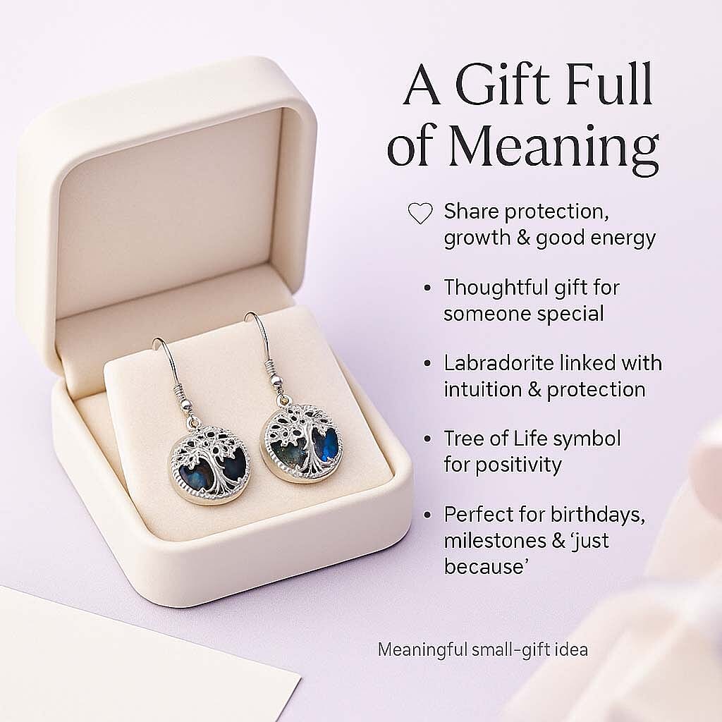 Labradorite Tree of Life Earrings with Hook