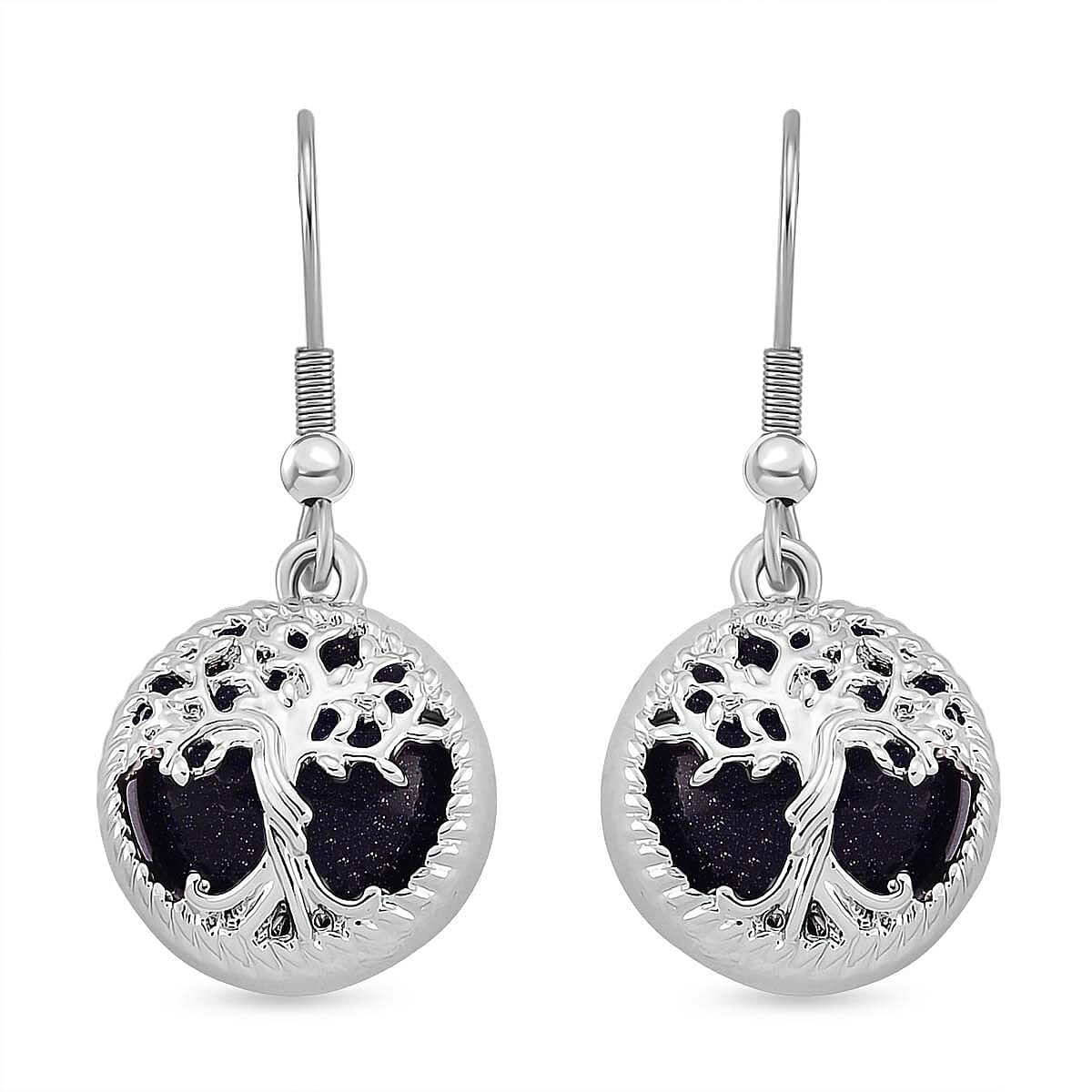 Blue Sandstone Tree of Life Earrings with Hook