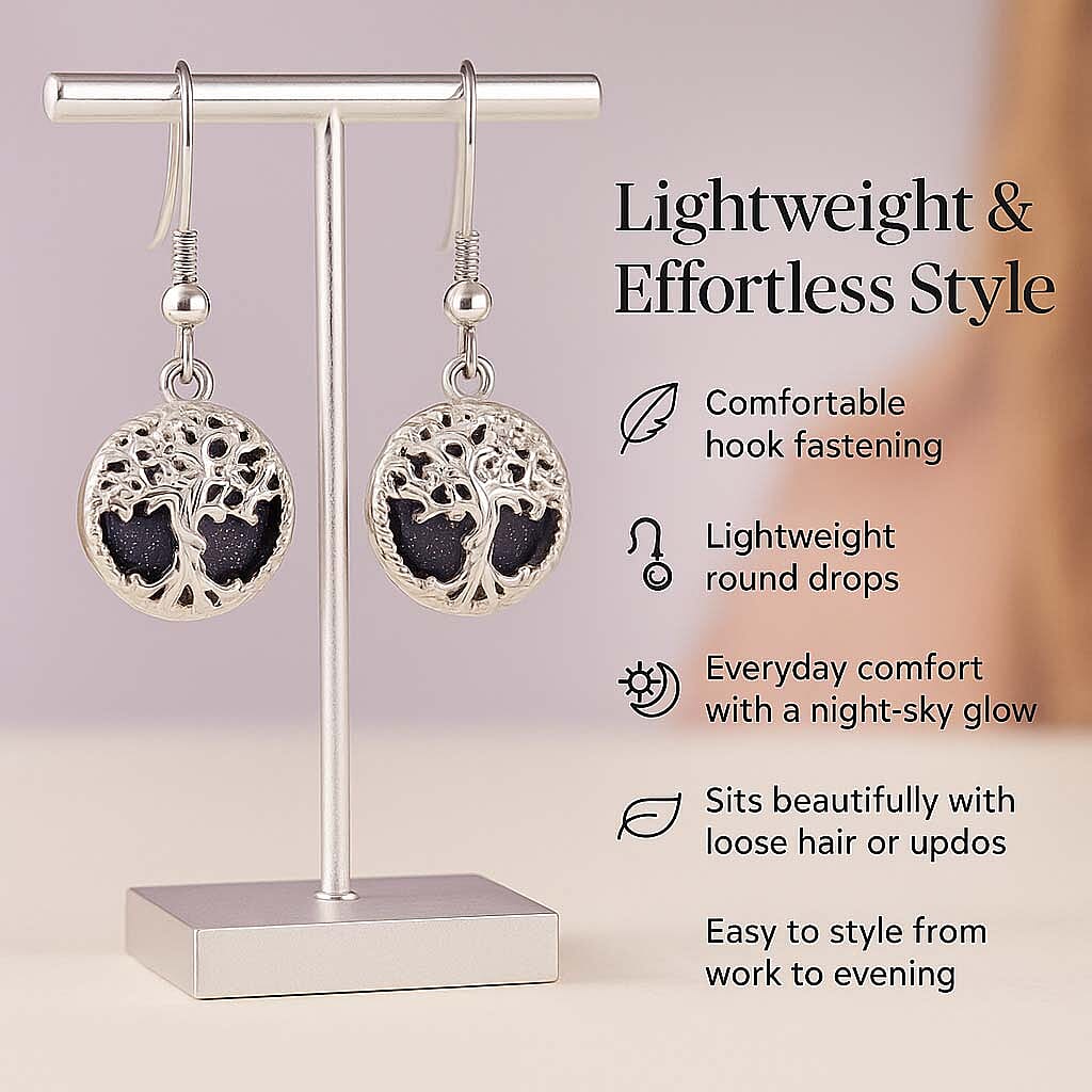 Blue Sandstone Tree of Life Earrings with Hook