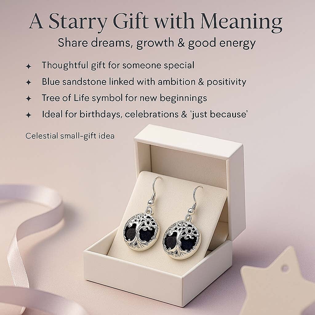 Blue Sandstone Tree of Life Earrings with Hook