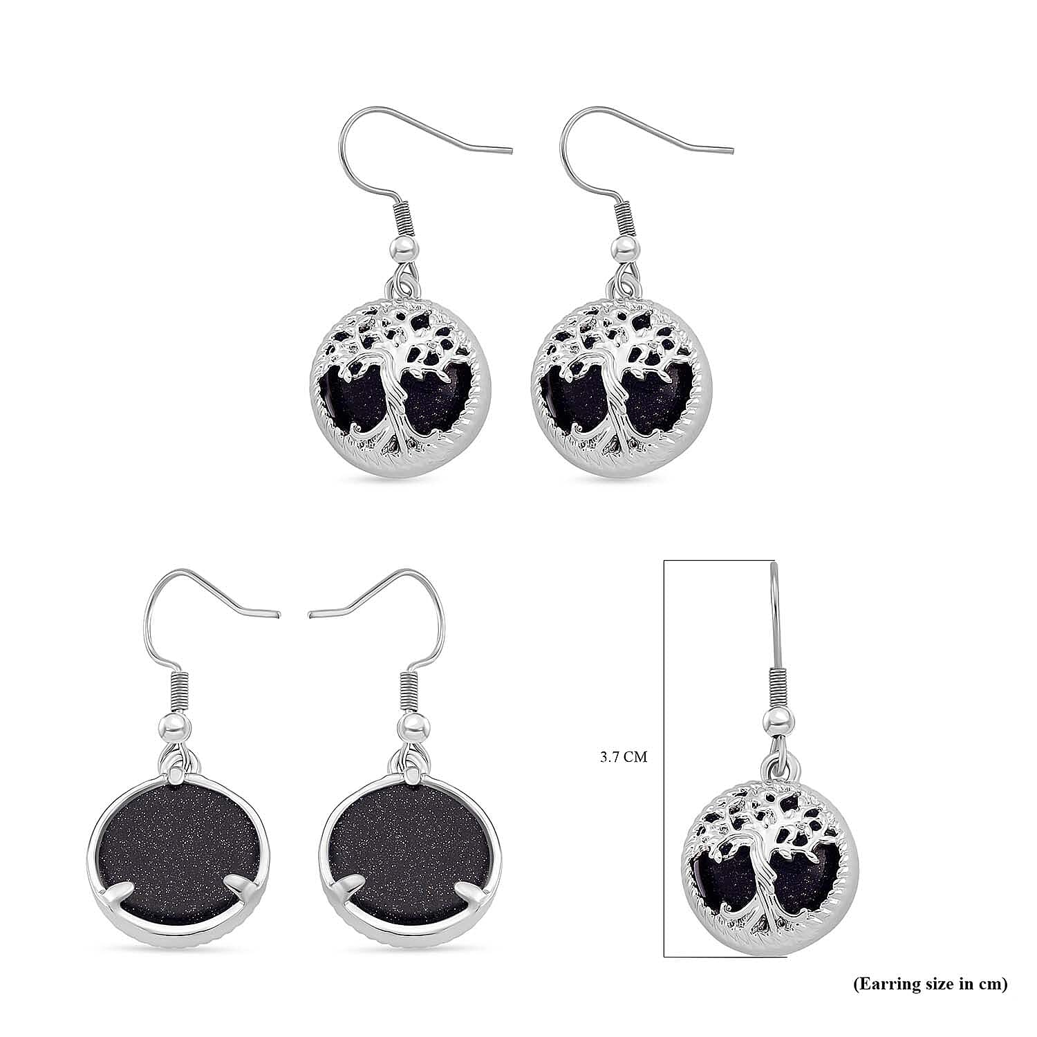 Blue Sandstone Tree of Life Earrings with Hook