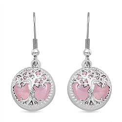 Blue Howlite Tree of Life Earring with Hook in Silver Tone