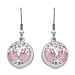 Rose Quartz Tree of Life Earring with Hook in Silver Tone