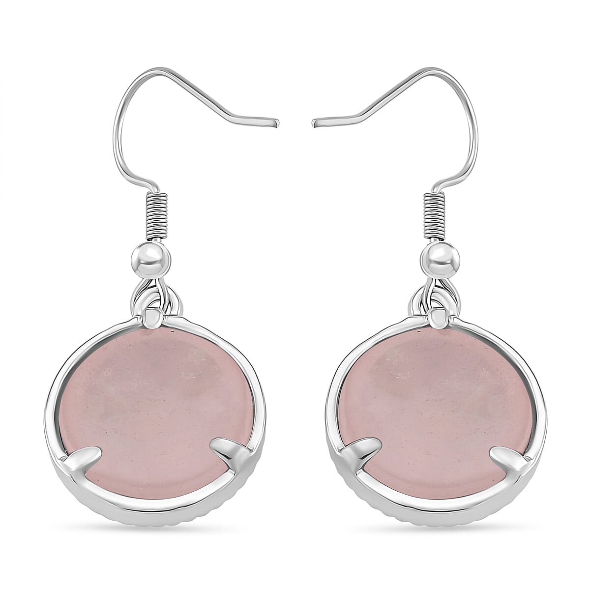 Rose Quartz Tree of Life Earring with Hook in Silver Tone 1.00 Ct.