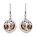 Yellow Tigers Eye Tree of Life Earrings with Hook in Silver Tone