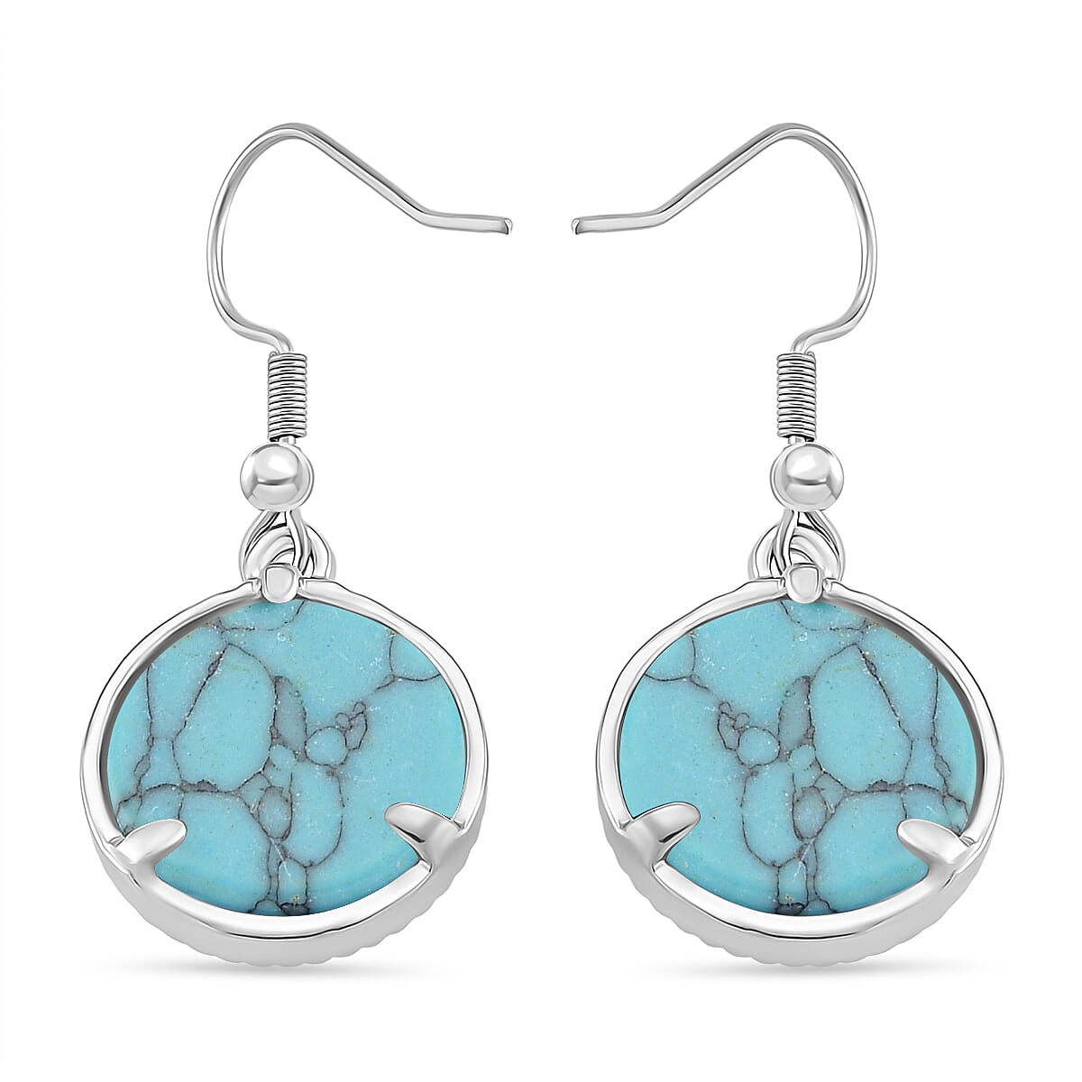 Blue Howlite Tree of Life Earring with Hook in Silver Tone 1.00 Ct.