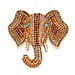 Austrian Multi Color Crystal Elephant Head Brooch in Gold Plated
