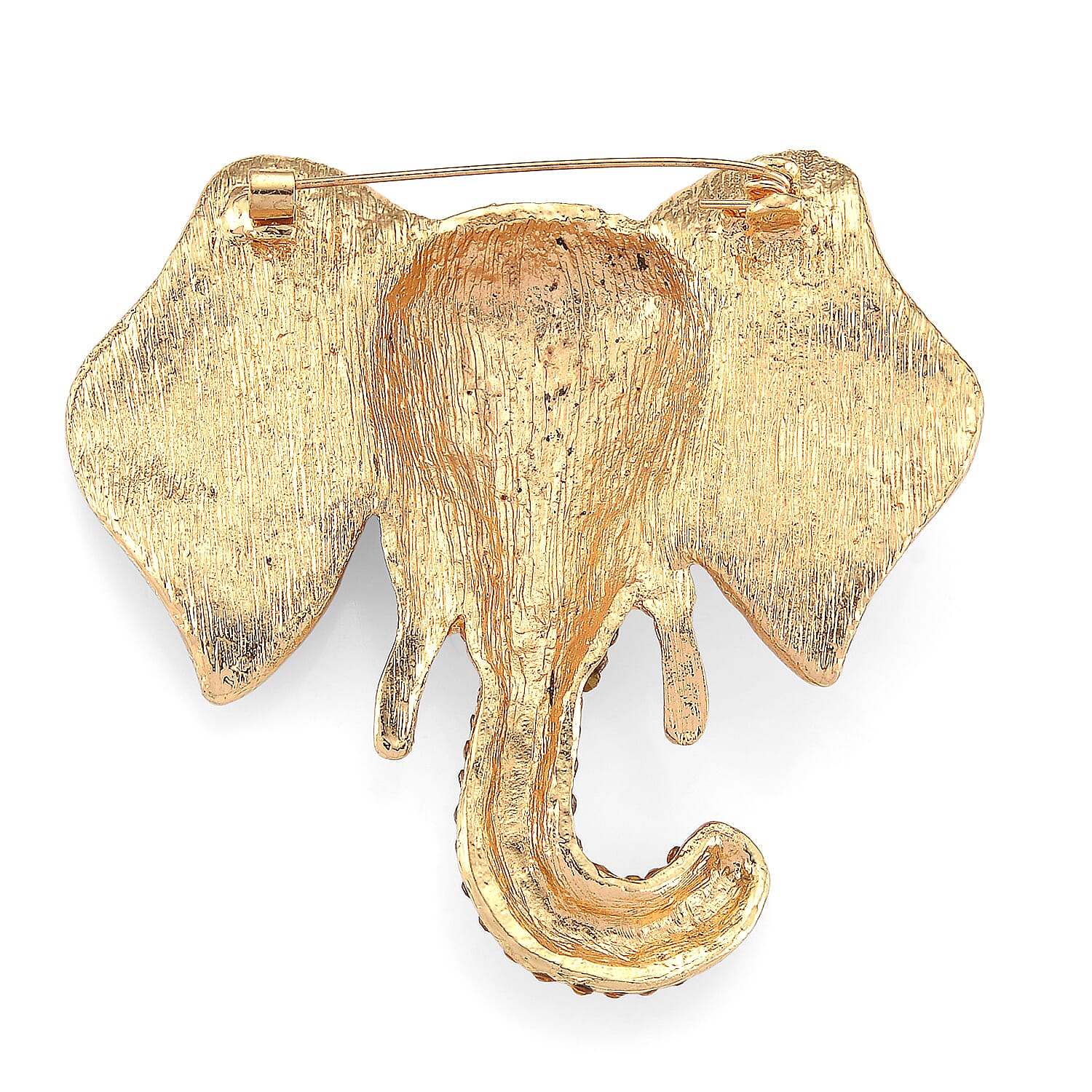 Austrian Multi Color Crystal Elephant Head Brooch in Gold Plated