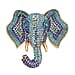 Austrian Multi Color Crystal Elephant Head Brooch in Gold Plated
